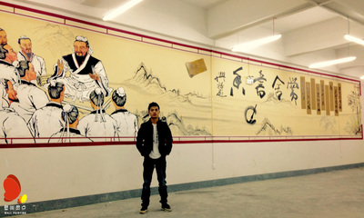 愛心圖書室講學(xué)背景壁畫 壁尚靈點(diǎn)的原創(chuàng)藝術(shù)設(shè)計(jì)